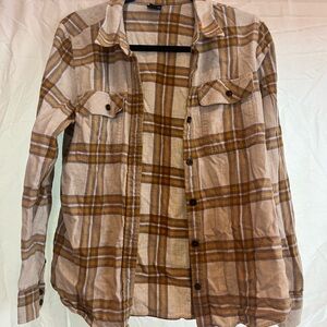Patagonia Women's Plaid Button Down Shirt in Tan and Brown
